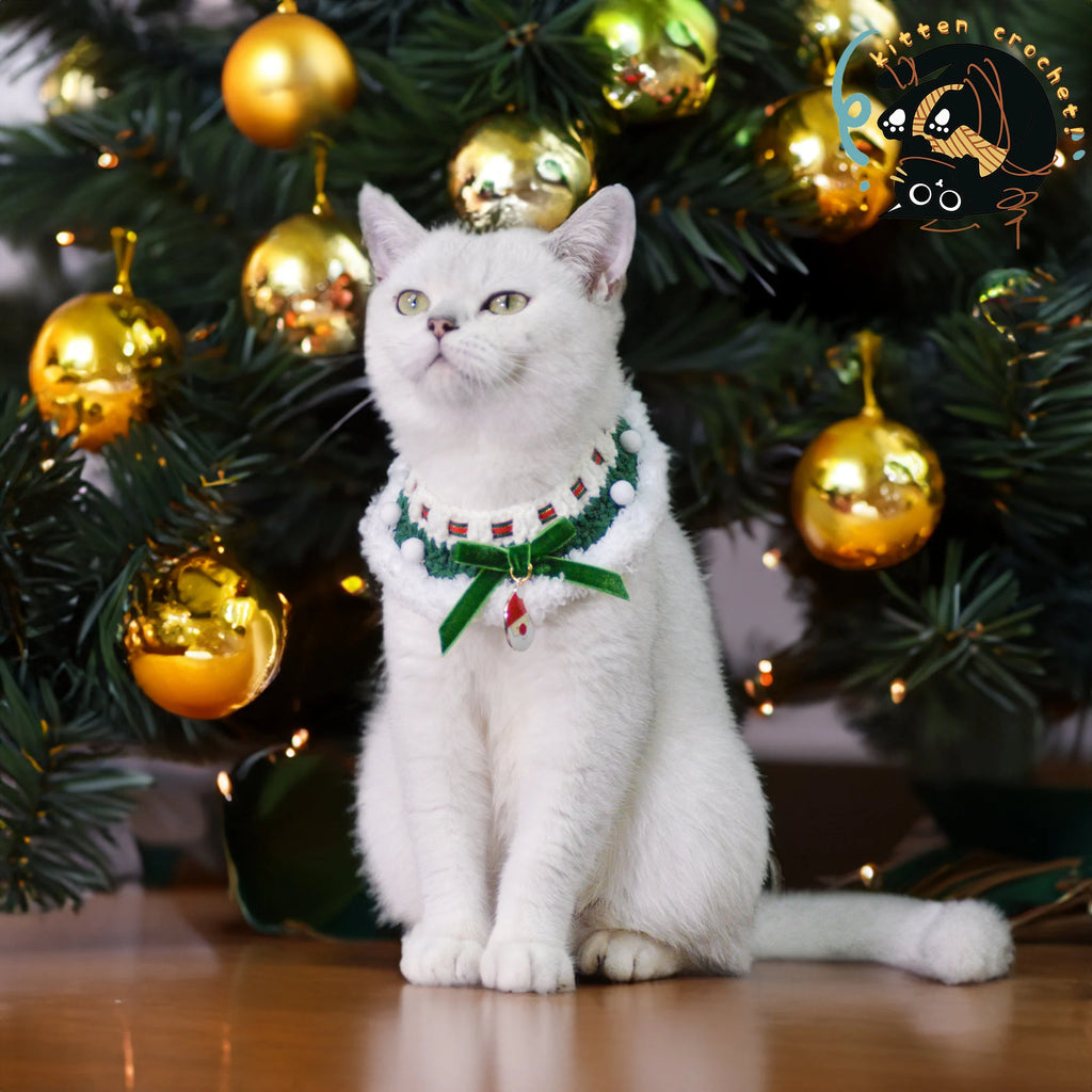 Festive Green Christmas Pet Collar with Santa Charm/Xmas Pet Outfit/Cat Christmas Costume/Pet Holiday Outfit/Festive Pet Accessories/Gift