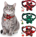 3 Pack Christmas Cat Collars Breakaway Bow Tie Bell Snowflake Kitten Collar