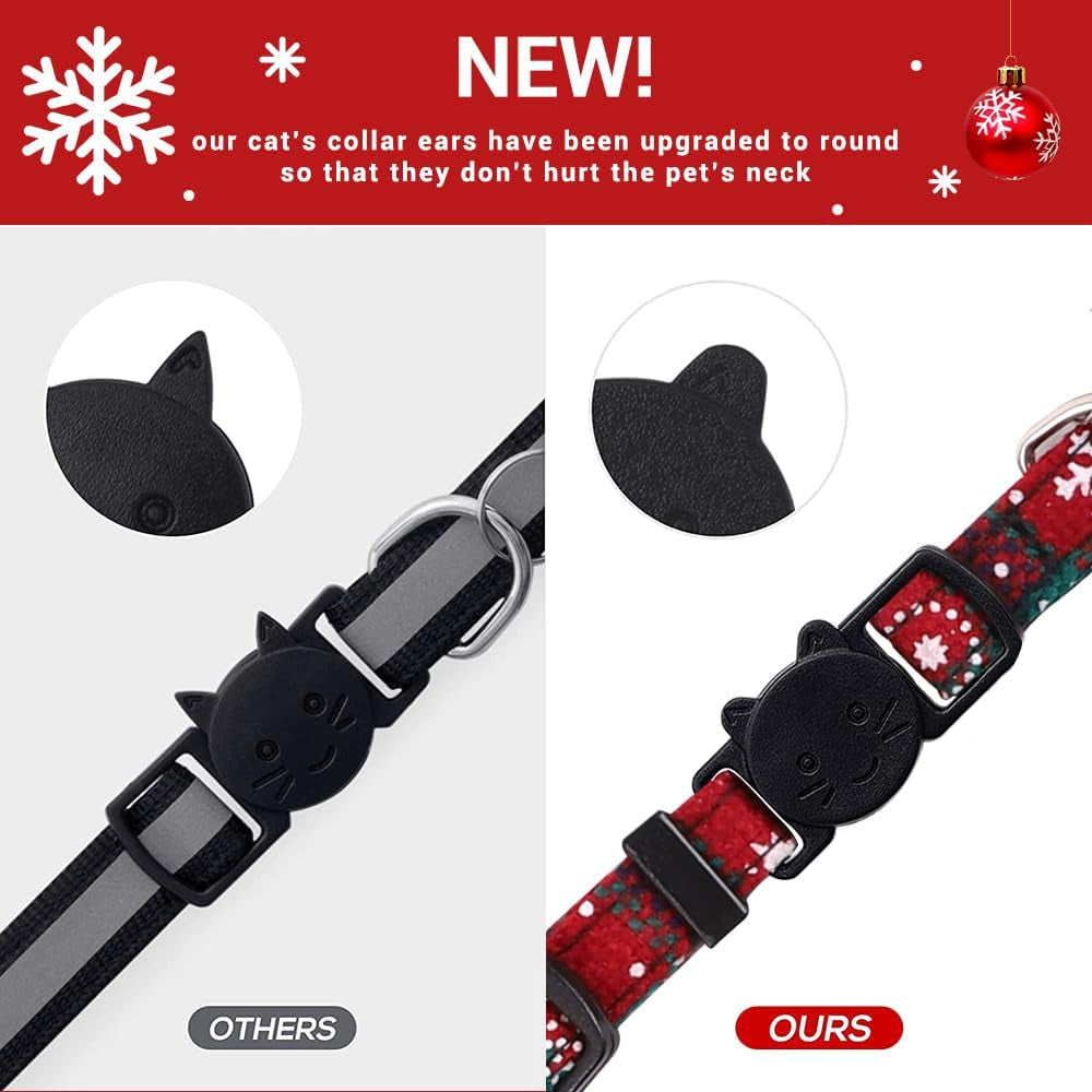 3 Pack Christmas Cat Collars Breakaway Bow Tie Bell Snowflake Kitten Collar