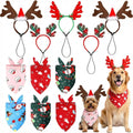 12 Pcs Christmas Pet Headband Bandana, Reindeer Headband