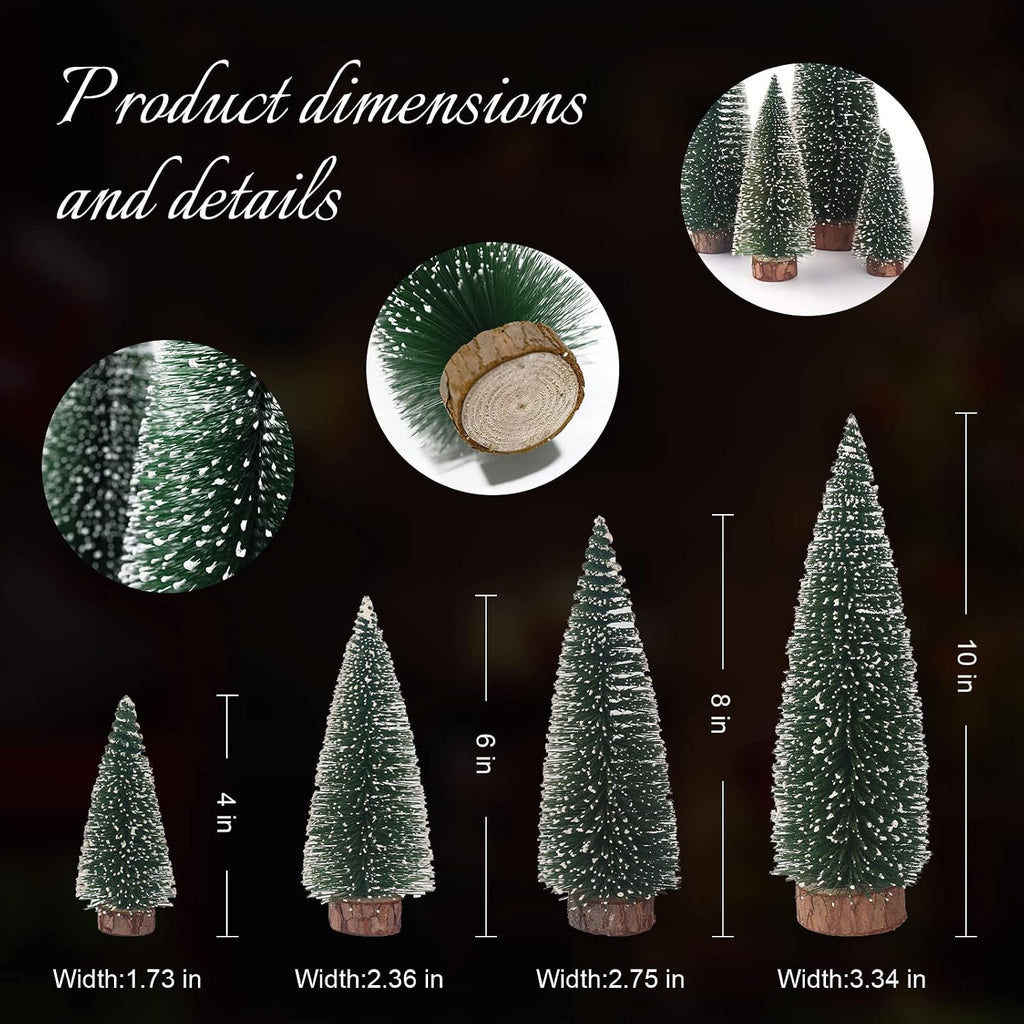 Small Christmas Tree,Mini Christmas Tree, Mini Pine Tree, Bottle Brush Fake Trees with Wooden Base for Tabletop Decorative (Plant Green)
