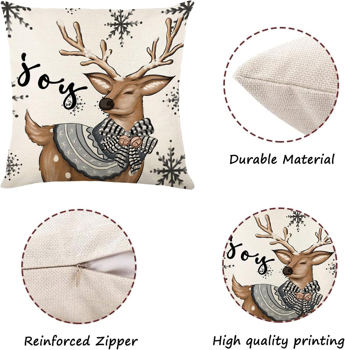 Christmas Decorations - Christmas Pillow Covers 18X18 Set of 4, Holiday Christmas Decor Home Sofa Couch Cushion Indoor Decorations