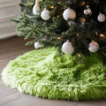 30 Inch Faux Fur Christmas Tree Skirt Green Plush Skirt for Merry Christmas Party Christmas Tree Decoration