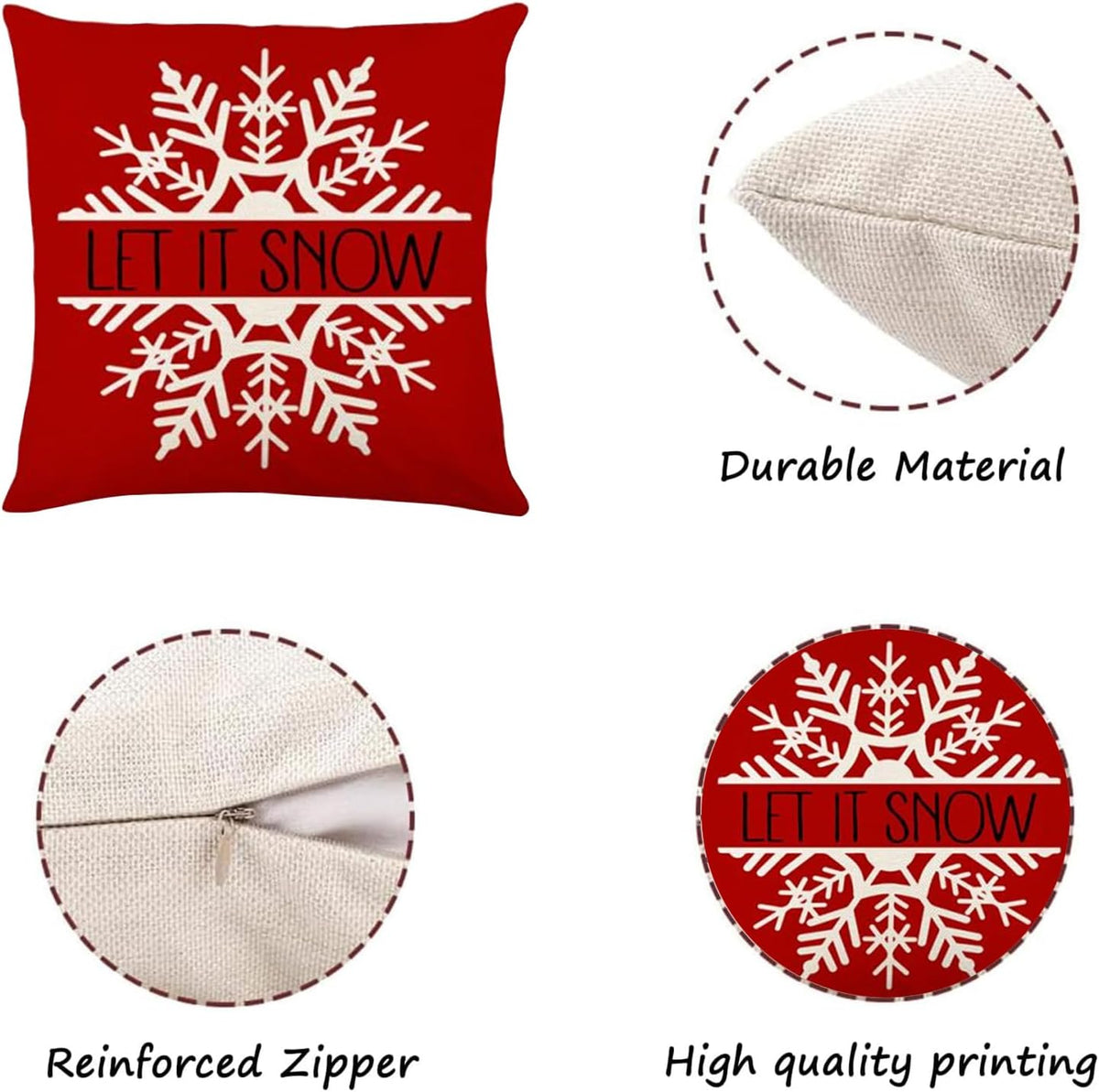 Christmas Decorations - Christmas Pillow Covers 18X18 Set of 4,Farmhouse Christmas Throw Pillow Covers Set for Home Bedroom Sofa Couch