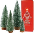Small Christmas Tree,Mini Christmas Tree, Mini Pine Tree, Bottle Brush Fake Trees with Wooden Base for Tabletop Decorative (Plant Green)