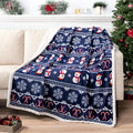 Premium Christmas Sherpa Throw Blanket, 50X60, Navy Blue Snowman Cozy Fleece Holiday Blanket, Reversible Plush Winter Throw for Couch & Bed, Soft Warm