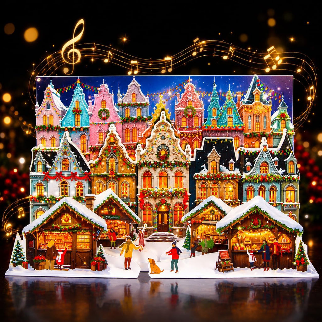 Christmas Cards, Musical Pop up Cards Christmas Houses