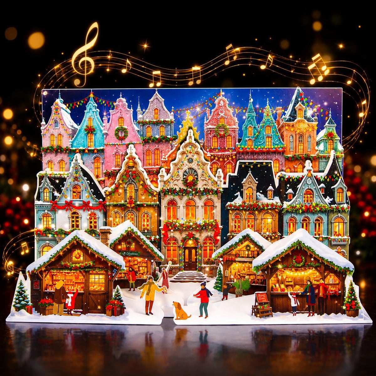 Christmas Cards, Musical Pop up Cards Christmas Houses