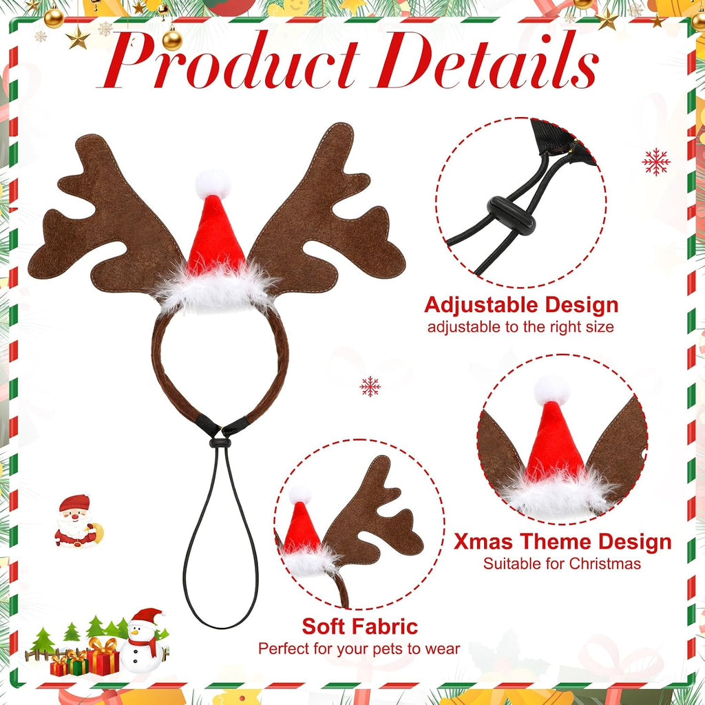 12 Pcs Christmas Pet Headband Bandana, Reindeer Headband