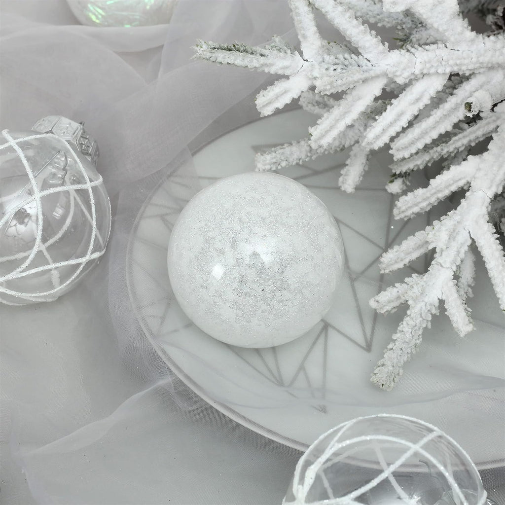 Clear Christmas Ball Ornaments, 30Ct 2.36 Inch White Christmas Ornaments Balls for Christmas Tree with Delicate Stuff Shatterproof Hanging Xmas Tree Baubles Decorations for Wedding Christmas