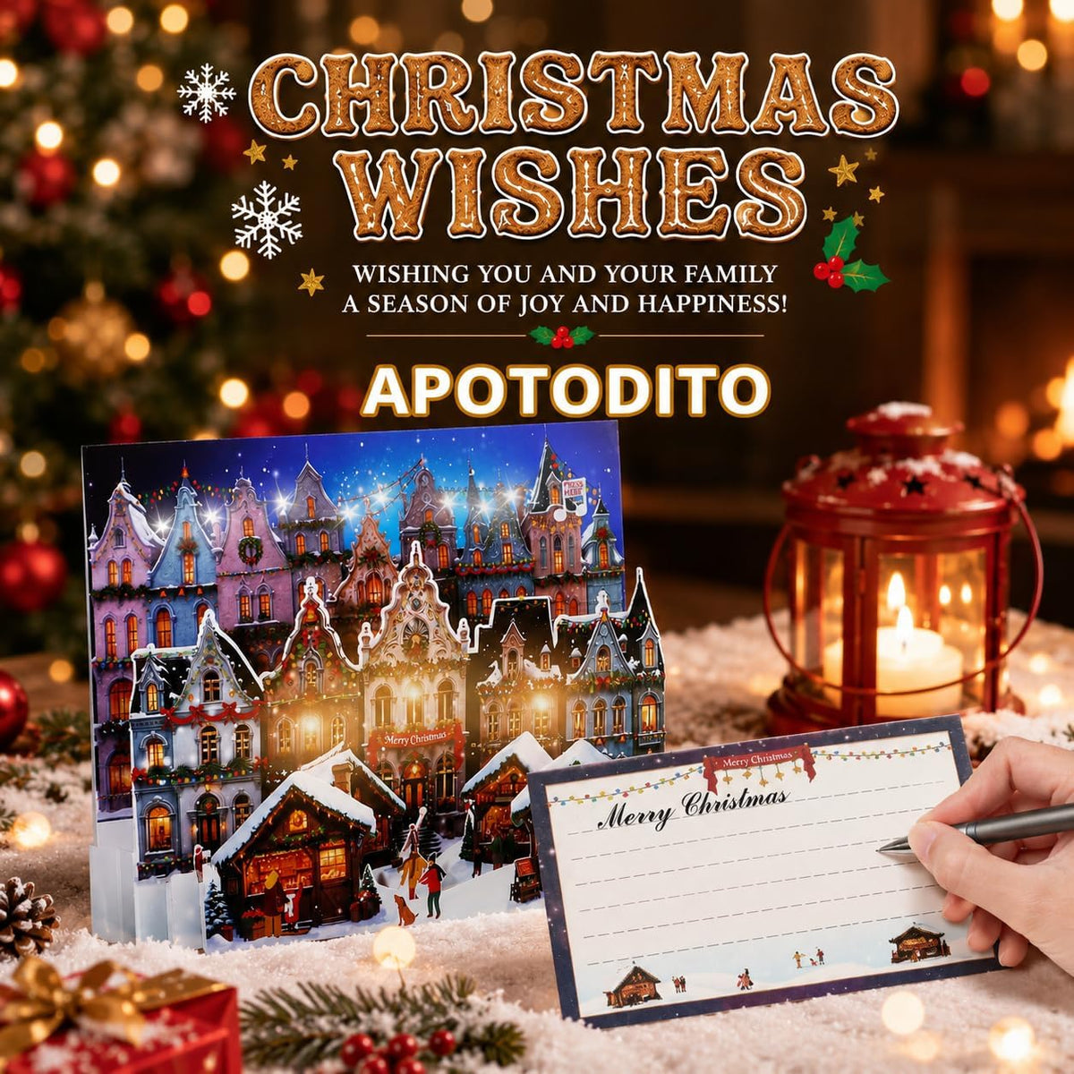 Christmas Cards, Musical Pop up Cards Christmas Houses