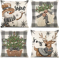 Christmas Decorations - Christmas Pillow Covers 18X18 Set of 4, Holiday Christmas Decor Home Sofa Couch Cushion Indoor Decorations